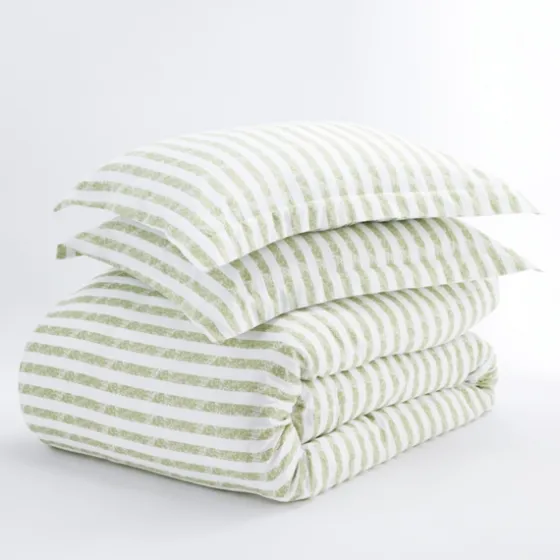 Sage Rugged Stripes Puffed King 3-Pc. Duvet Set-Kirkland's Home Fashion