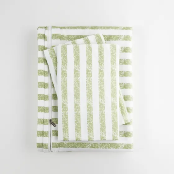 Sage Rugged Stripes Puffed King 3-Pc. Duvet Set-Kirkland's Home Fashion