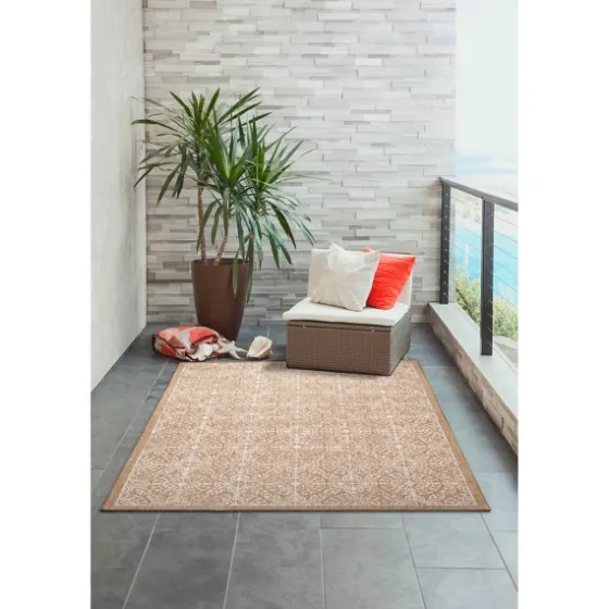Sand Embellished Scroll Indoor/Outdoor Rug, 6X9-Kirkland's Home Outlet
