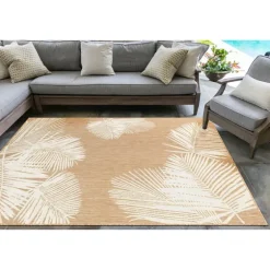 Sand Forest Leaf Indoor/Outdoor Area Rug, 4X7-Kirkland's Home Flash Sale