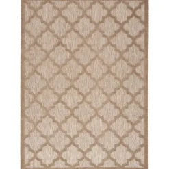 Sandstone Natural Trellis Outdoor Area Rug, 4X6-Kirkland's Home New