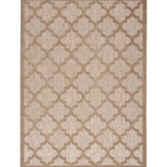 Sandstone Natural Trellis Outdoor Area Rug, 4X6-Kirkland's Home New