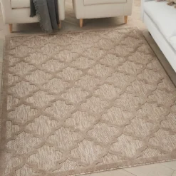 Sandstone Natural Trellis Outdoor Area Rug, 4X6-Kirkland's Home New