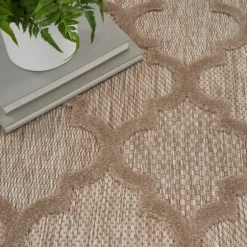 Sandstone Natural Trellis Outdoor Area Rug, 4X6-Kirkland's Home New