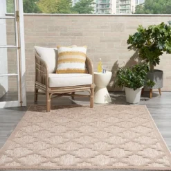 Sandstone Natural Trellis Outdoor Area Rug, 4X6-Kirkland's Home New