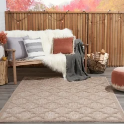 Sandstone Natural Trellis Outdoor Area Rug, 4X6-Kirkland's Home New