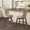Sandy Beige Curve Back Swivel Counter Stool-Kirkland's Home Outlet