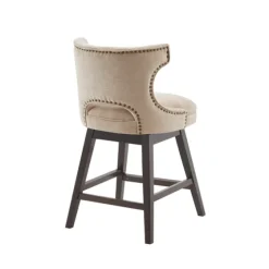 Sandy Beige Curve Back Swivel Counter Stool-Kirkland's Home Outlet