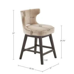 Sandy Beige Curve Back Swivel Counter Stool-Kirkland's Home Outlet