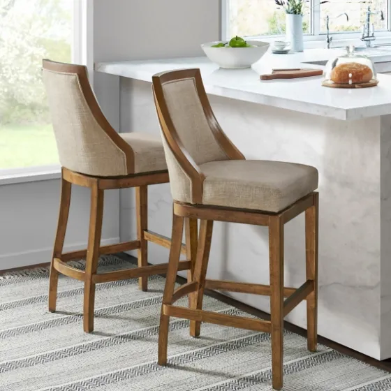 Sandy Beige Swivel 2-Pc. Square Bar Stool Set-Kirkland's Home Flash Sale