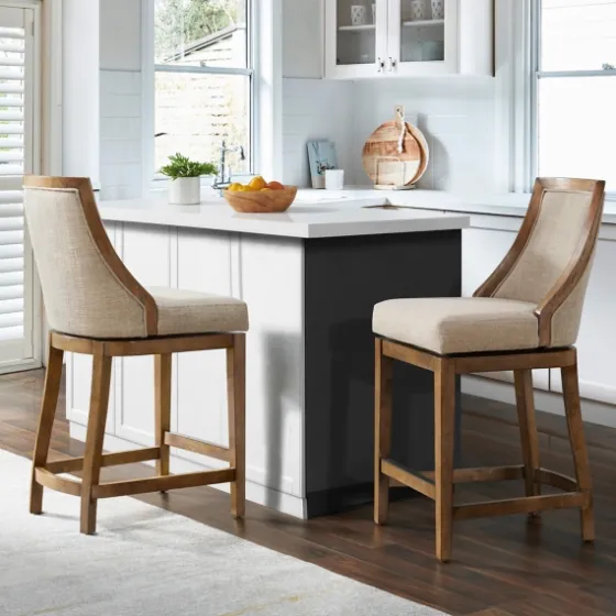 Sandy Beige Swivel 2-Pc. Square Counter Stool Set-Kirkland's Home Fashion