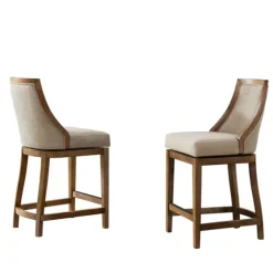 Sandy Beige Swivel 2-Pc. Square Counter Stool Set-Kirkland's Home Fashion