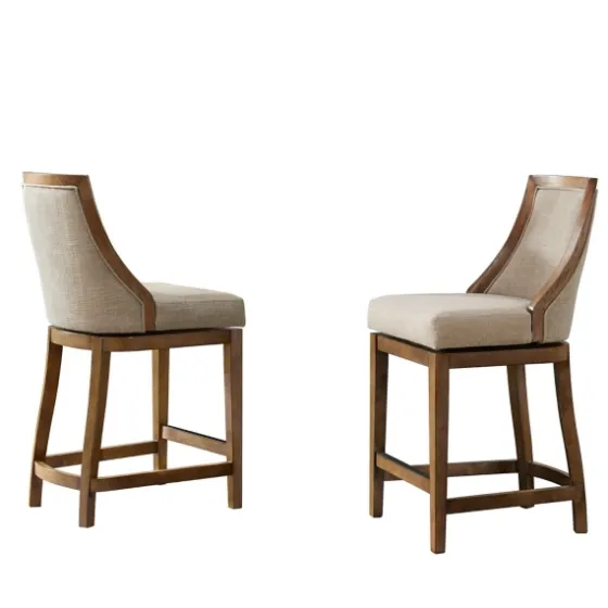 Sandy Beige Swivel 2-Pc. Square Counter Stool Set-Kirkland's Home Fashion