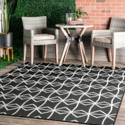 Sanford Gray Geometric Shapes Outdoor Rug, 5X8-Kirkland's Home Flash Sale