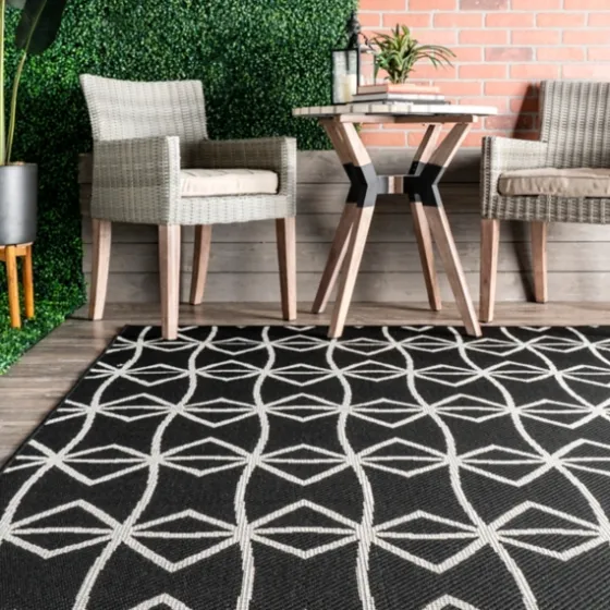 Sanford Gray Geometric Shapes Outdoor Rug, 5X8-Kirkland's Home Flash Sale
