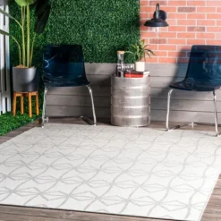 Sanford Light Gray Geometric Outdoor Rug, 8X10-Kirkland's Home Fashion