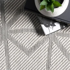 Sanford Light Gray Geometric Outdoor Rug, 8X10-Kirkland's Home Fashion