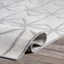 Sanford Light Gray Geometric Outdoor Rug, 8X10-Kirkland's Home Fashion