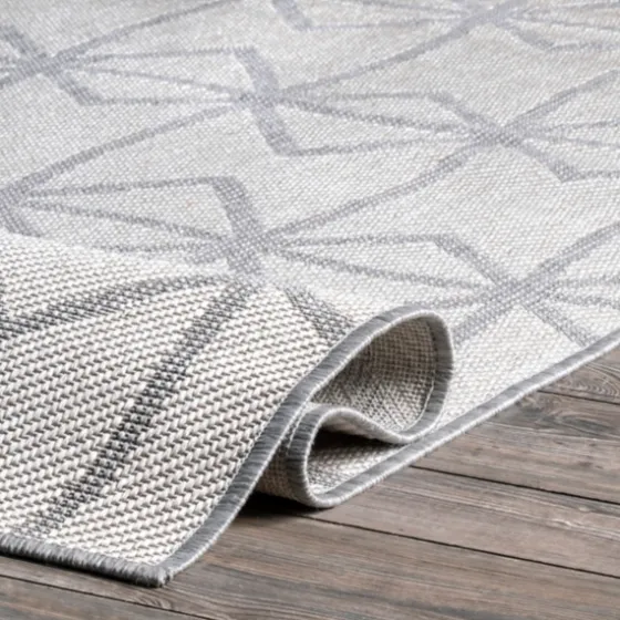 Sanford Light Gray Geometric Outdoor Rug, 8X10-Kirkland's Home Fashion