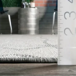 Sanford Light Gray Geometric Outdoor Rug, 8X10-Kirkland's Home Fashion