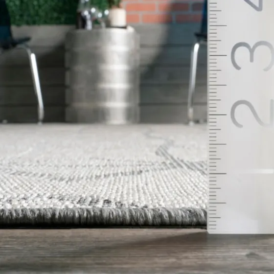 Sanford Light Gray Geometric Outdoor Rug, 8X10-Kirkland's Home Fashion