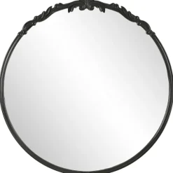 Satin Black Ornate Round Wall Mirror-Kirkland's Home Outlet