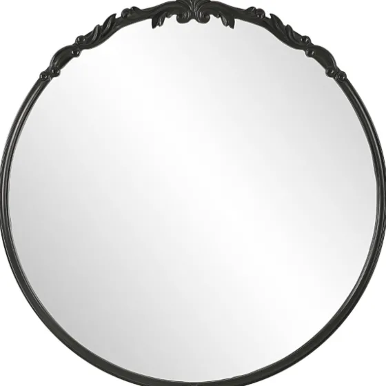 Satin Black Ornate Round Wall Mirror-Kirkland's Home Outlet