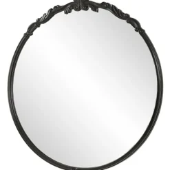 Satin Black Ornate Round Wall Mirror-Kirkland's Home Outlet