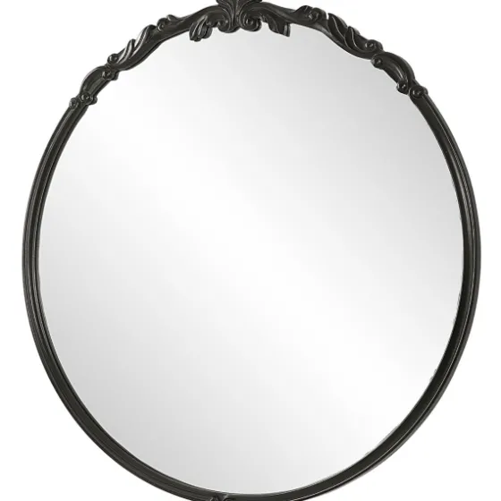 Satin Black Ornate Round Wall Mirror-Kirkland's Home Outlet