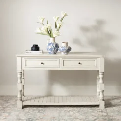 Savannah Cream Distressed Console Table-Kirkland's Home Flash Sale