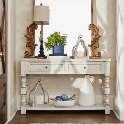 Savannah Cream Distressed Console Table-Kirkland's Home Flash Sale
