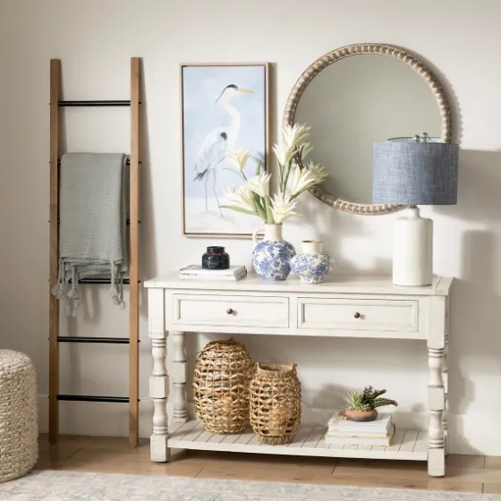 Savannah Cream Distressed Console Table-Kirkland's Home Flash Sale