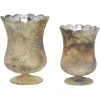 Scalloped Rustic Glass Cup Vases, Set Of 2-Kirkland's Home Shop