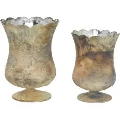 Scalloped Rustic Glass Cup Vases, Set Of 2-Kirkland's Home Shop