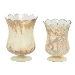 Scalloped Rustic Glass Cup Vases, Set Of 2-Kirkland's Home Shop