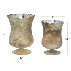 Scalloped Rustic Glass Cup Vases, Set Of 2-Kirkland's Home Shop
