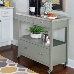 Scarlett Rolling 2-Door Steel Top Kitchen Cart-Kirkland's Home Shop