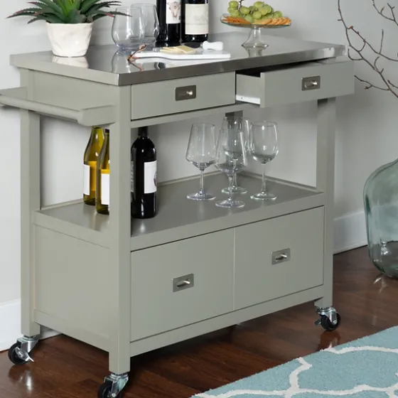 Scarlett Rolling 2-Door Steel Top Kitchen Cart-Kirkland's Home Shop