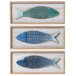 School Of Fish Wooden And Metal Plaques, Set Of 3-Kirkland's Home Cheap
