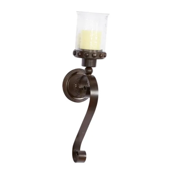 Scrolled Wrought Iron And Glass Hurricane Sconce-Kirkland's Home Best Sale