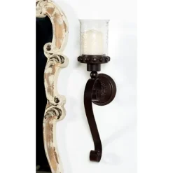 Scrolled Wrought Iron And Glass Hurricane Sconce-Kirkland's Home Best Sale