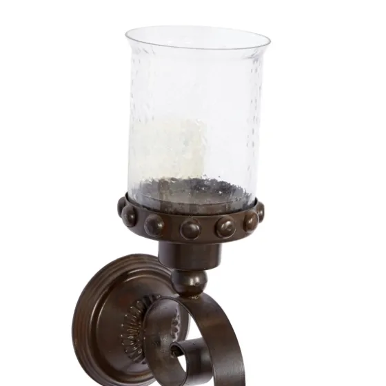 Scrolled Wrought Iron And Glass Hurricane Sconce-Kirkland's Home Best Sale