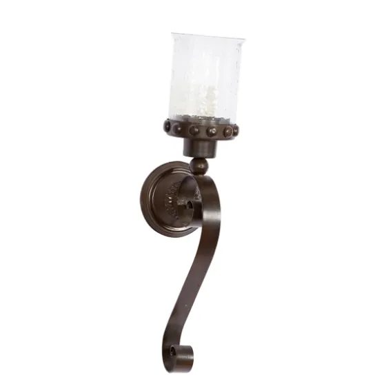Scrolled Wrought Iron And Glass Hurricane Sconce-Kirkland's Home Best Sale