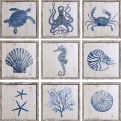 Sea Creatures Framed Wood Art Prints, Set Of 9-Kirkland's Home Cheap