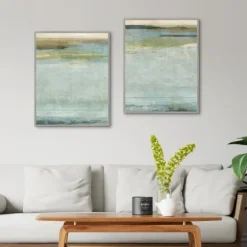 Seafoam Framed Canvas Art Prints, Set Of 2-Kirkland's Home Best Sale
