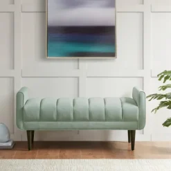 Seafoam Velvet Bench-Kirkland's Home Discount