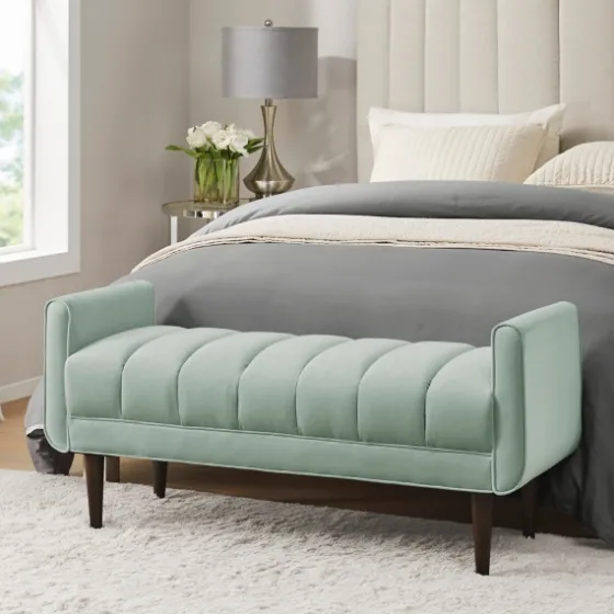 Seafoam Velvet Bench-Kirkland's Home Discount