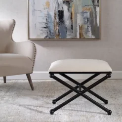 Seat And Black Metal Ottoman-Kirkland's Home Sale