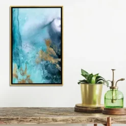 Seawall Waves Abstract Canvas Framed Art-Kirkland's Home Store