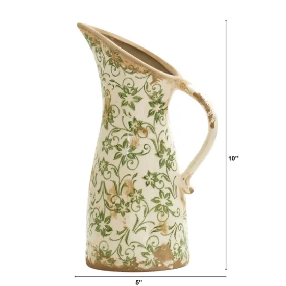 Shabby Chic Floral Scroll Pitcher Vase-Kirkland's Home Outlet